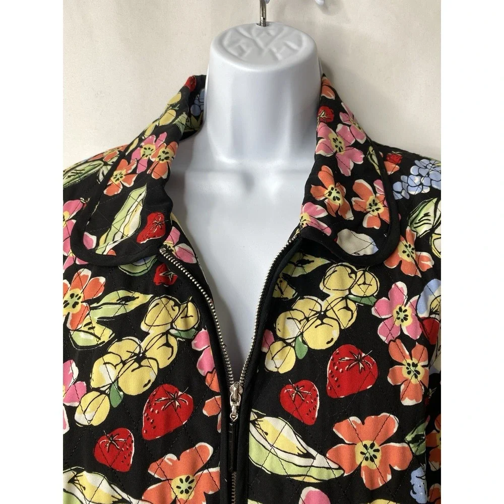 Requirements Woman Quilted Jacket Size‎ 1X Fruity Floral Bloomcore Art To Wear